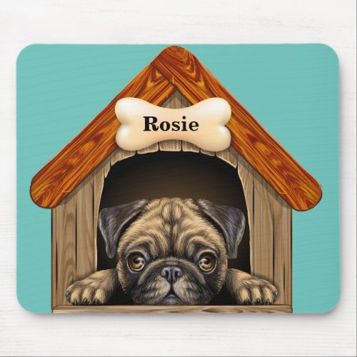 Pug In The Doghouse Gel Mouse Pad