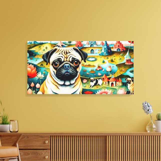 Pug In The Garden of Earthly Delights Canvas Print (Insitu(LivingRoom))