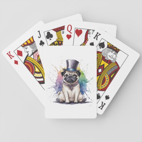 Pug in Top Hat Playing Cards
