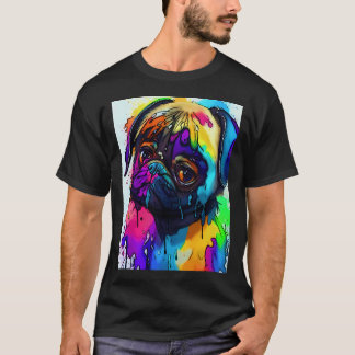 Pug in Watercolor Splatter 2 T-Shirt