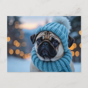 Pug in Winter Wonderland, Christmas Card