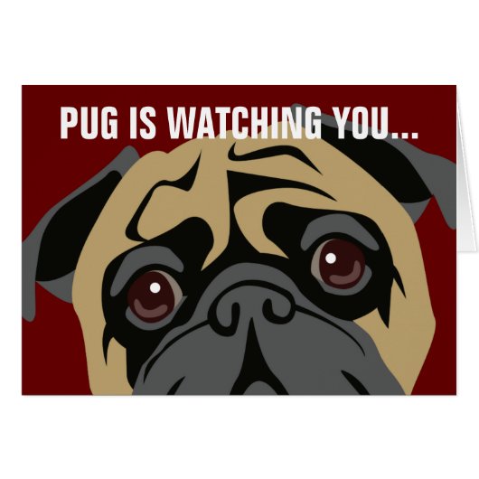 Pug Is Watching Cards (Front Horizontal)