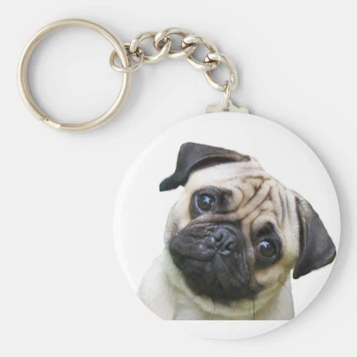 I Love Pugs Inspired 1" Key Fob Wristlet Key Chain Dog Lover 