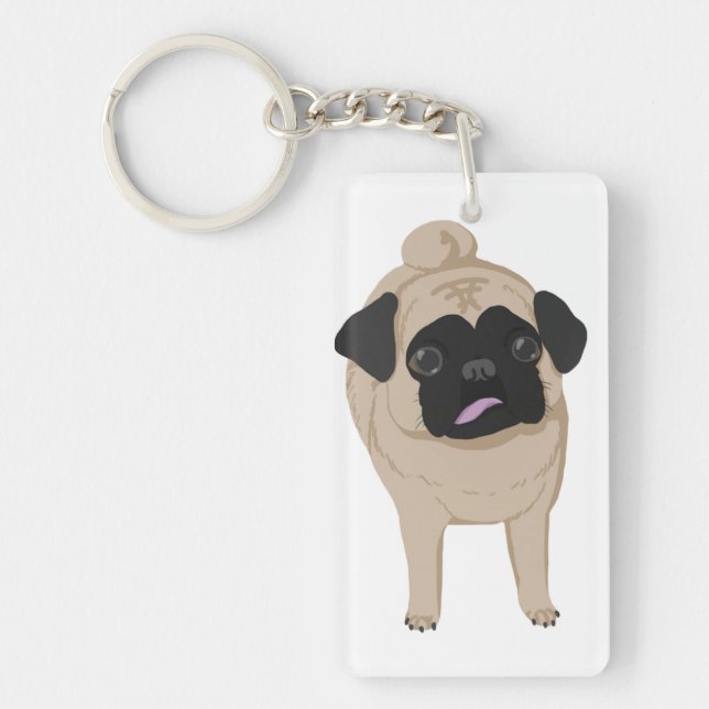 Pug Keychain Front and Butt (Front)