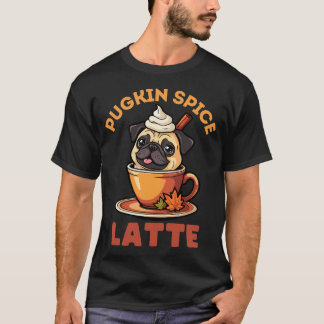 Pug kin Spice Latte, Funny Fall, Cute Pug Dog, Hal T-Shirt