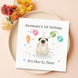 Pug Lets Dog Birthday Party Napkins
