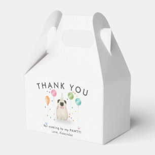 Pug Lets Pawty Puppy Dog Birthday Thank You  Favor Boxes