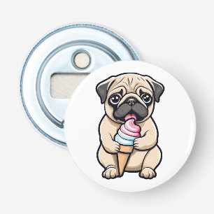 Pug licking ice cream bottle opener