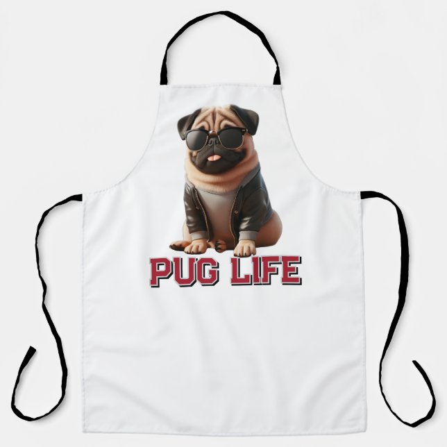 Pug Life Adorable Pug Dog Apron (Front)