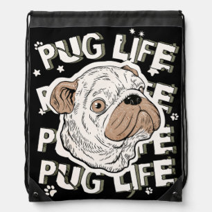 Pug Life Animal Dog Drawstring Bag