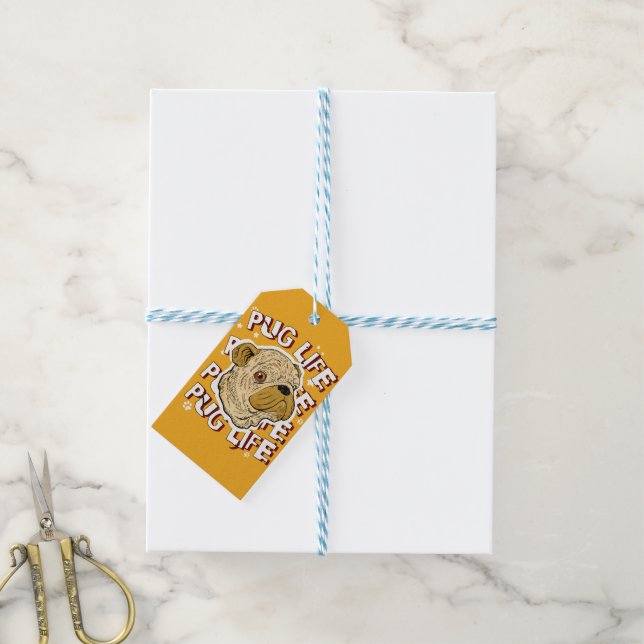 Pug Life Animal Dog Gift Tags (With Twine)
