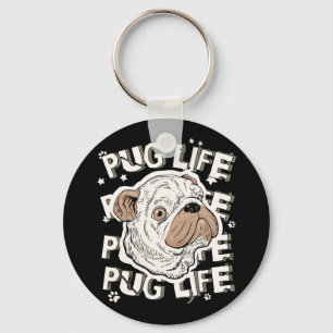 Pug Life Animal Dog Keychain