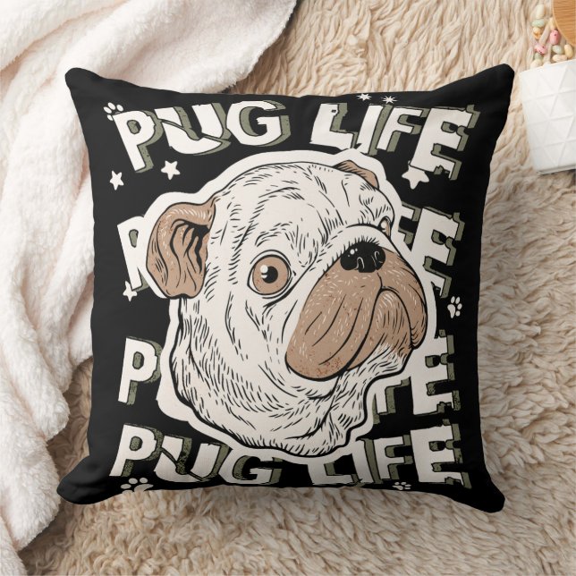 Pug Life Animal Dog Throw Pillow (Blanket)