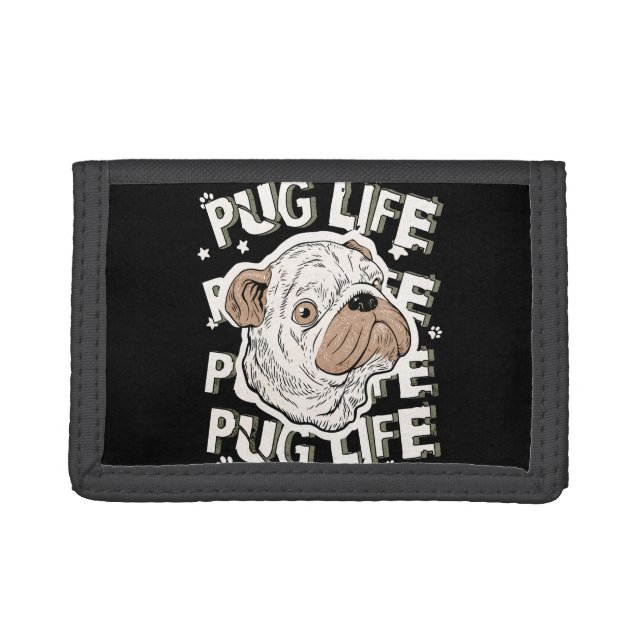 Pug Life Animal Dog Trifold Wallet (Front)