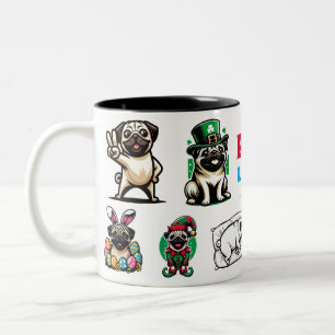 Pug Life Animal Lover Gift Two-Tone Coffee Mug