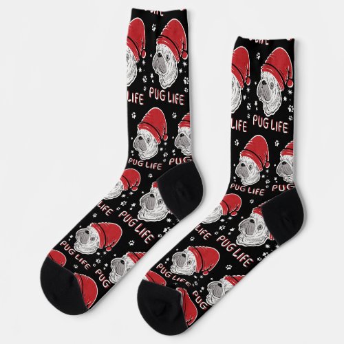 Pug Life Animal Santa Christmas Socks