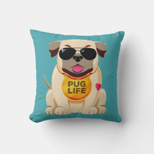 Pug Life custom color throw pillows