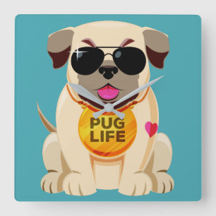 Pug Life custom color wall clock