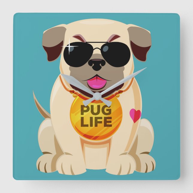 Pug Life custom color wall clock (Front)