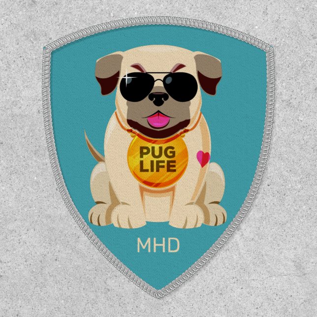 Pug Life custom monogram & color Patch (Front)