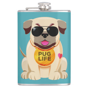 Pug Life custom name & color flask