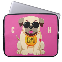 Pug Life custom name &amp; color laptop sleeves