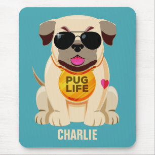 Pug Life custom name & color mousepad