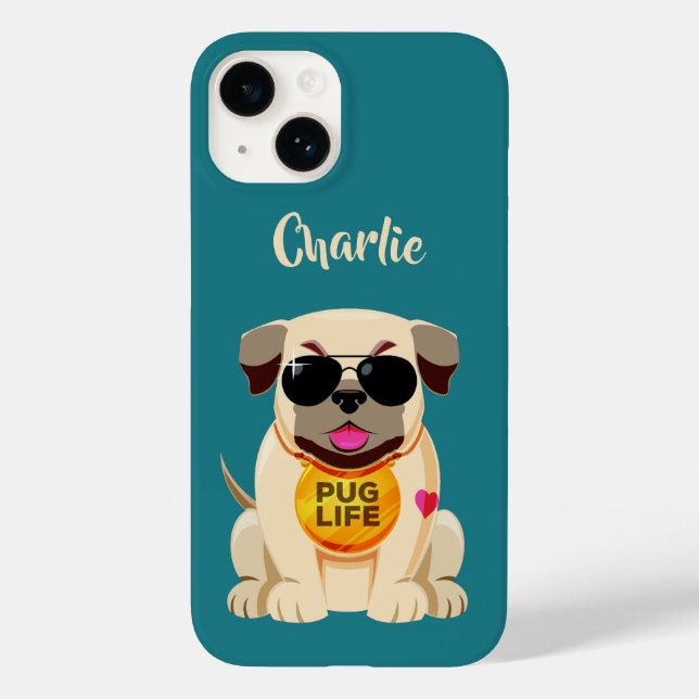 Pug Life custom name & color phone cases (Back)