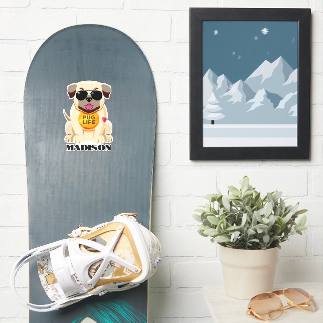 Pug Life custom name Sticker (Snowboard)