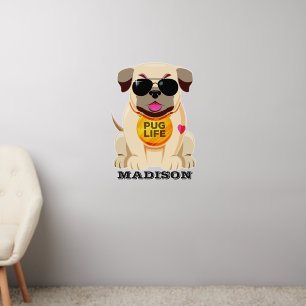 Pug Life custom name Wall Decal