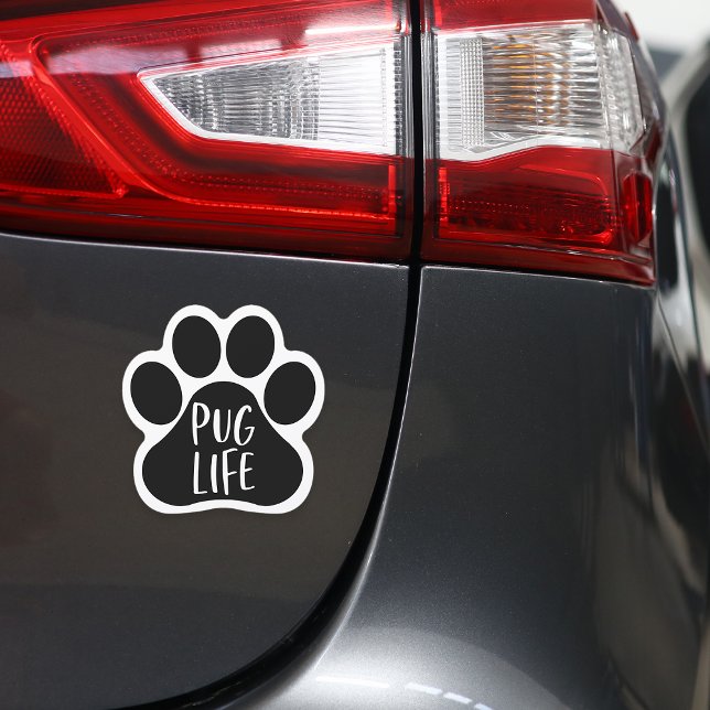 Pug Life | Cute Dog Lover Pawprint Car Magnet (Creator Uploaded)