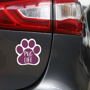 Pug Life Cute Dog Lover Pawprint Car Magnet