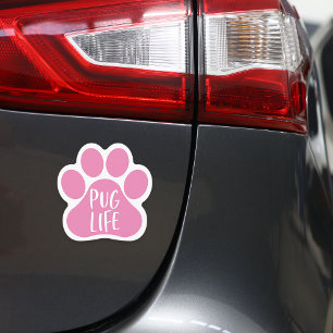 Pug Life Cute Dog Lover Pawprint Car Magnet