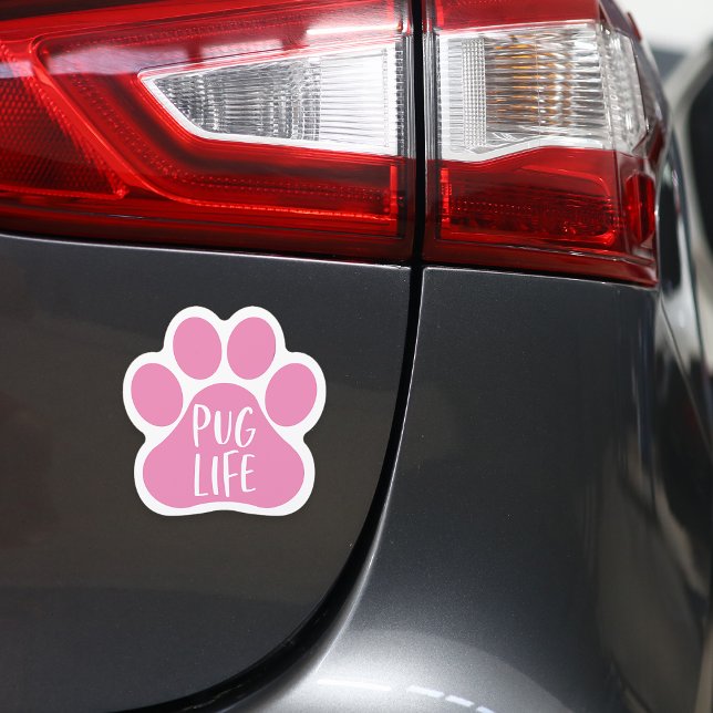 Pug Life | Cute Dog Lover Pawprint Car Magnet (Creator Uploaded)