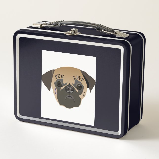 Pug Life Cute Pug Lover Gift Metal Lunch Box (Front)