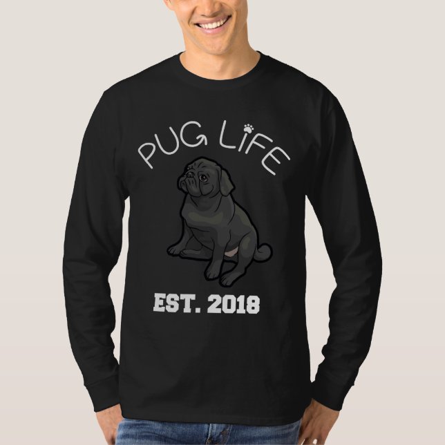 Pug Life - Established 2018 - Black Pug Fitted Sco T-Shirt (Front)