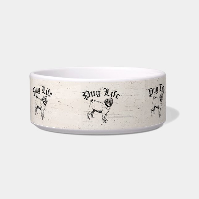 Pug Life Funny Dog Gangster Bowl (Front)