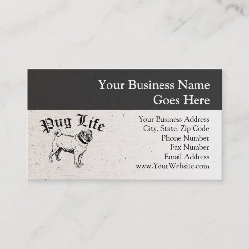 Customizable Pug Life Funny Dog Gangster Business Card Template