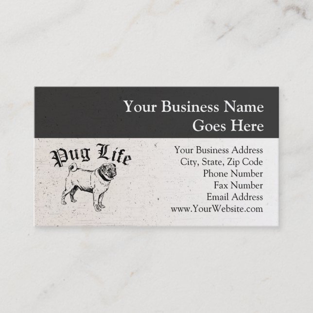 Pug Life Funny Dog Gangster Business Card (Front)