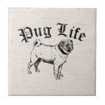 Pug Life Funny Dog Gangster Ceramic Tile