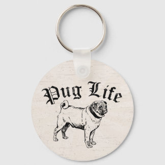 Pug Life Funny Dog Gangster Keychain
