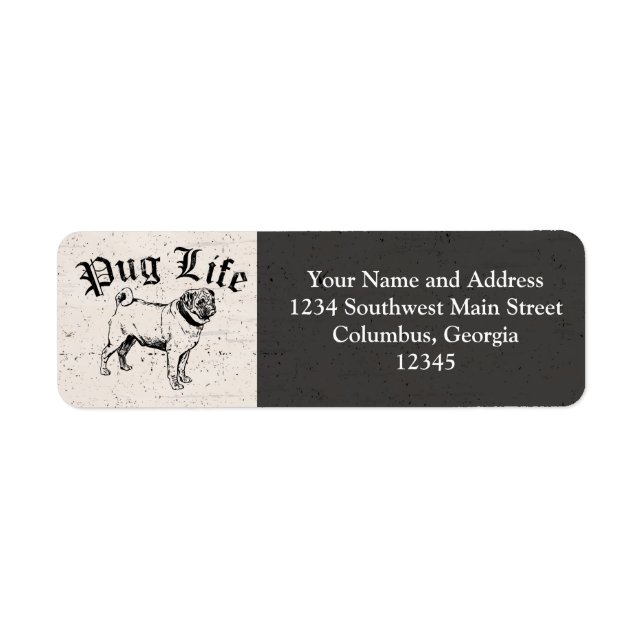 Pug Life Funny Dog Gangster Label (Front)