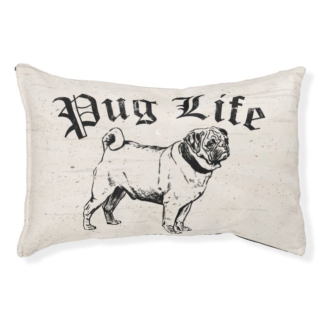 Pug Life Funny Dog Gangster Pet Bed (Front)