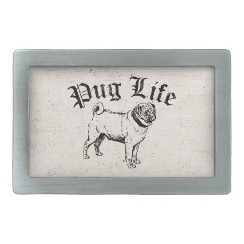 Pug Life Funny Dog Gangster Rectangular Belt Buckle