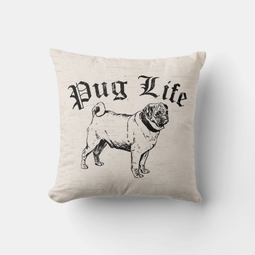 Pug Life Funny Dog Gangster Throw Pillow