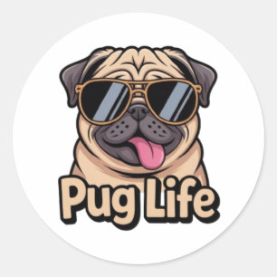 Pug Life Funny Pug Sunglasses Sticker Pug Lover Gi