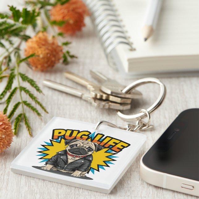 Pug Life Keychain (Front Right)