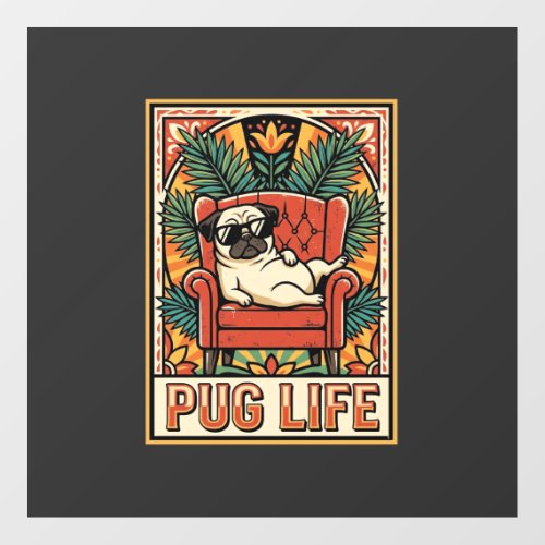 Pug Life Retro Folk Art Dog Floor Decals