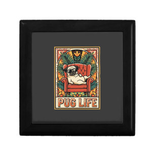 Pug Life Retro Folk Art Dog Gift Box
