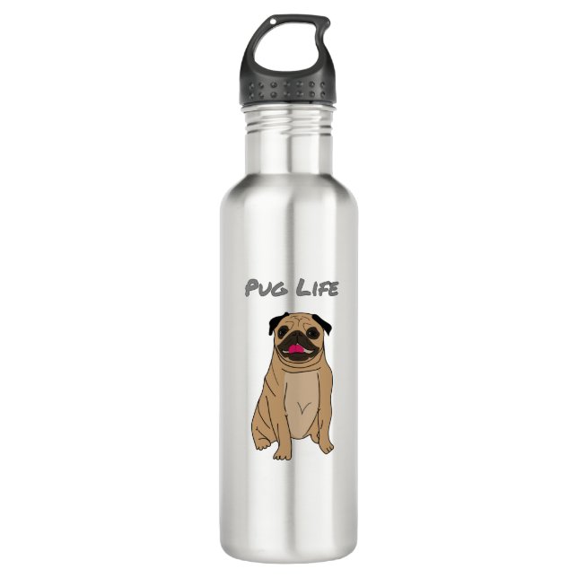 Pug Life Stainless Steel Water Bottle (Front)